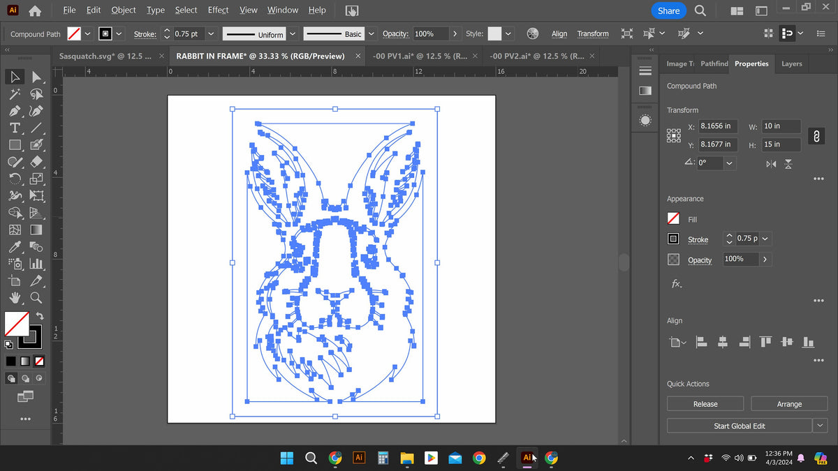 Rabbit Portrait Frame vector paths in design software (photo 7)