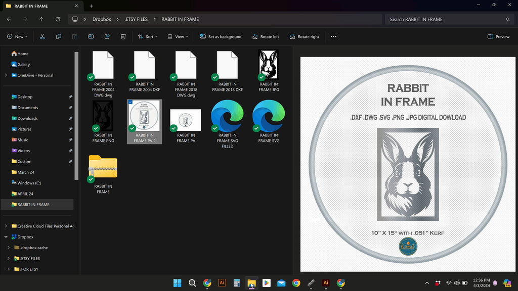 Rabbit Portrait Frame vector paths in design software