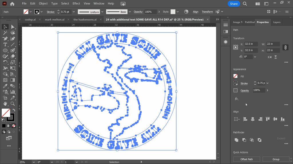Vietnam Some Gave All Memorial vector paths in design software (photo 6)