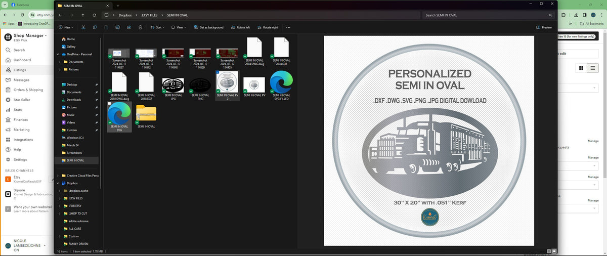Semi Truck Oval Sign vector paths in design software