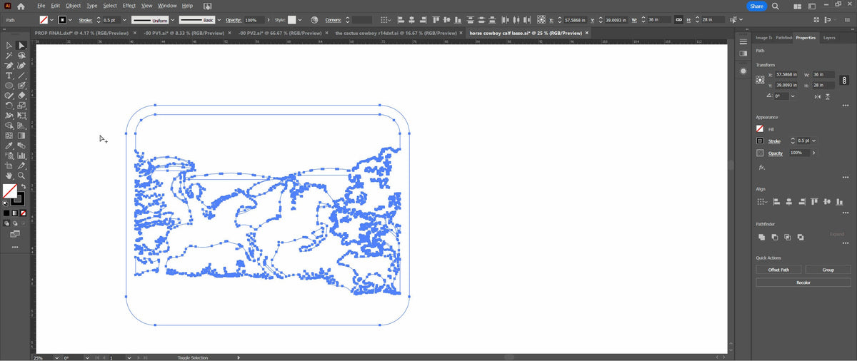Roping Cowboys Horse Scene vector paths in design software (photo 4)