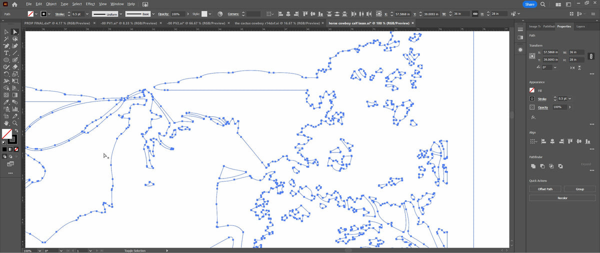 Roping Cowboys Horse Scene vector paths in design software (photo 5)
