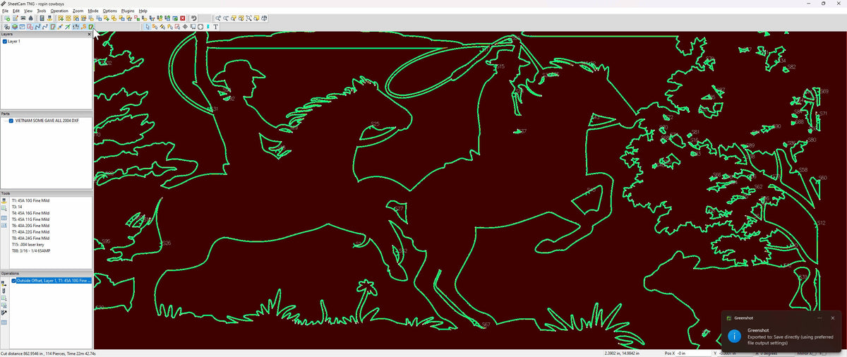 Roping Cowboys Horse Scene vector paths in design software (photo 7)