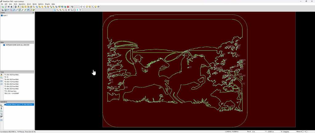 Roping Cowboys Horse Scene vector paths in design software (photo 8)