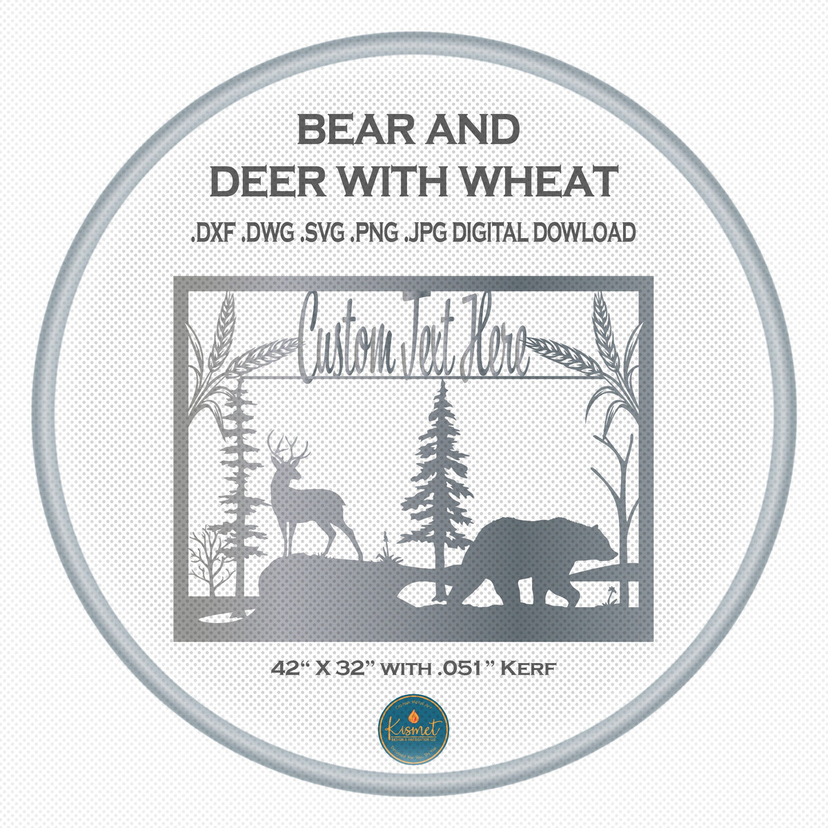 Bear Deer Wheat Farm Panel DXF/SVG design preview with file details (photo 4)