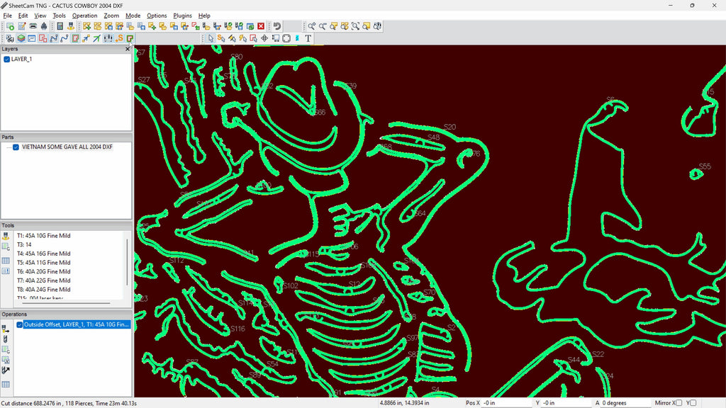 Skeleton Cowboy Barbed Wire Sign vector paths in design software