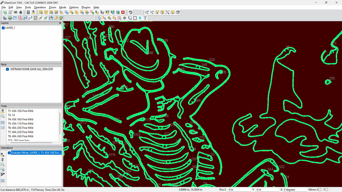 Skeleton Cowboy Barbed Wire Sign vector paths in design software