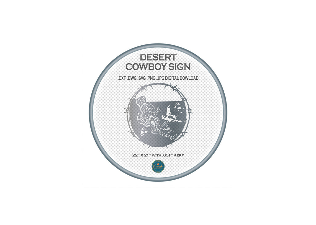 Skeleton Cowboy Barbed Wire Sign DXF/SVG design preview with file details