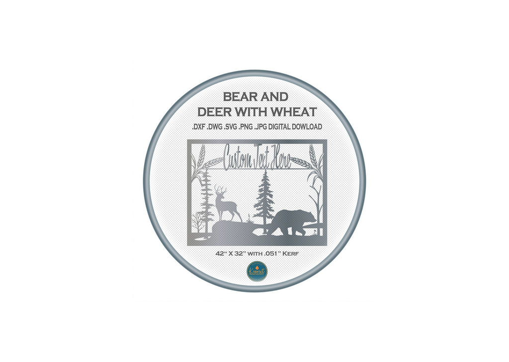 Bear Deer Wheat Farm Panel DXF/SVG design preview with file details