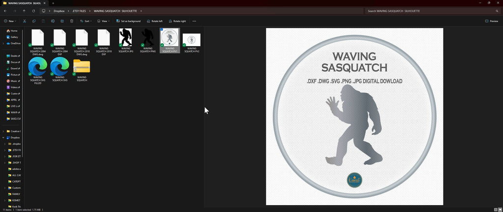 Giant 8 ft Waving Sasquatch Silhouette vector paths in design software