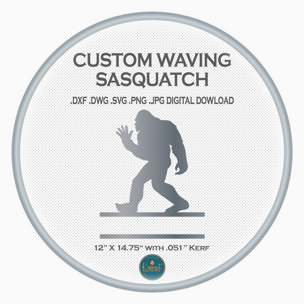 Waving Sasquatch Name Sign DXF/SVG design preview with file details (photo 3)