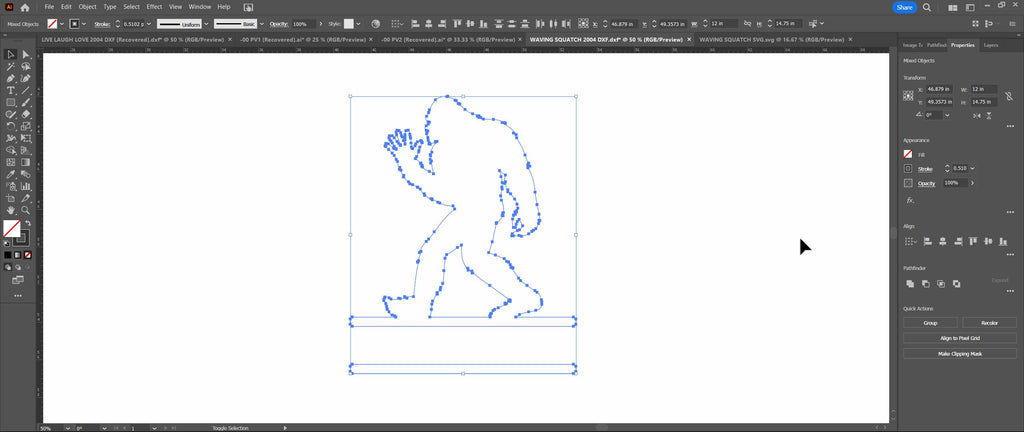 Waving Sasquatch Name Sign vector paths in design software (photo 5)