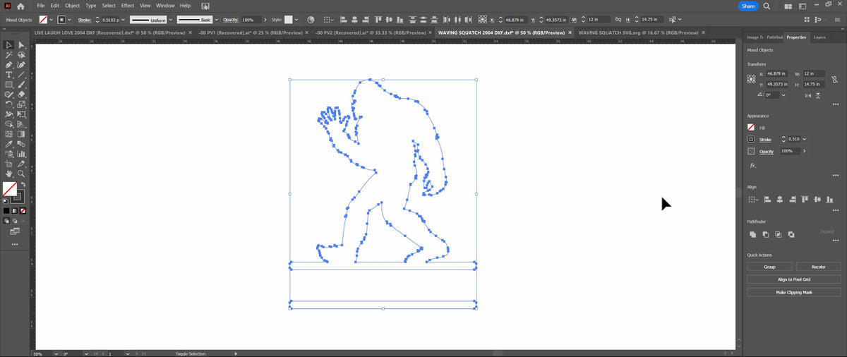 Waving Sasquatch Name Sign vector paths in design software (photo 5)