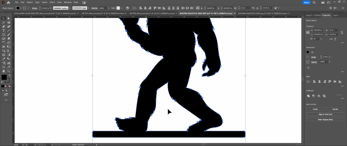 Waving Sasquatch Name Sign vector paths in design software (photo 9)