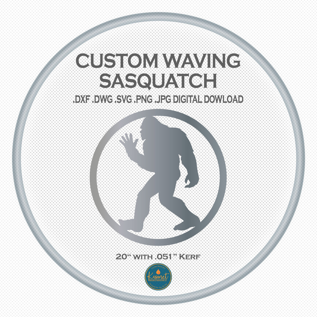 Waving Sasquatch Circle Sign DXF/SVG design preview with file details (photo 4)