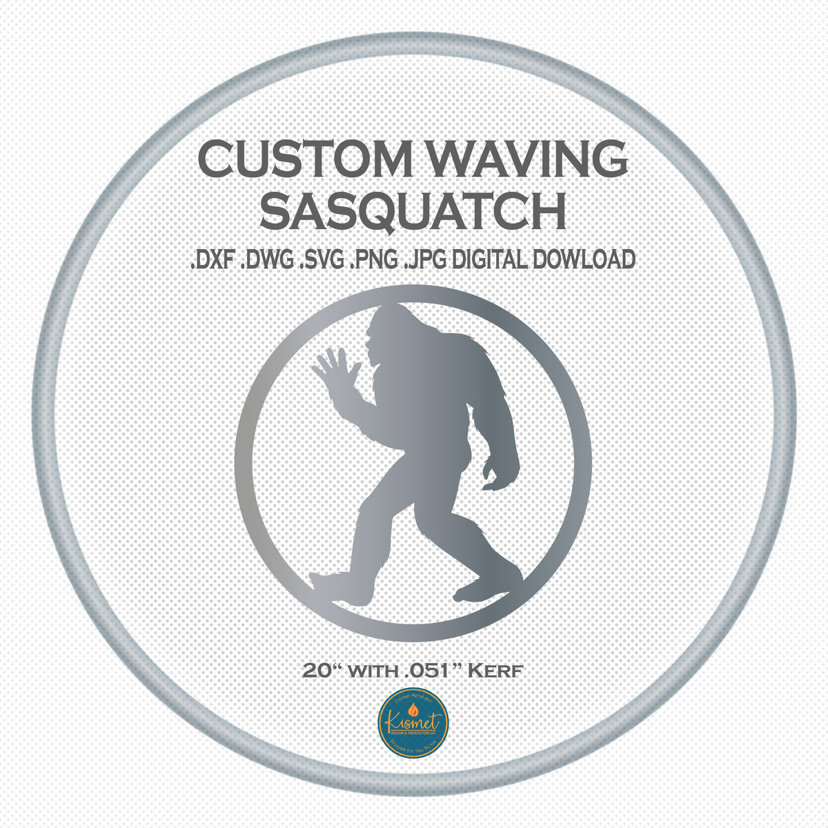 Waving Sasquatch Circle Sign DXF/SVG design preview with file details (photo 4)