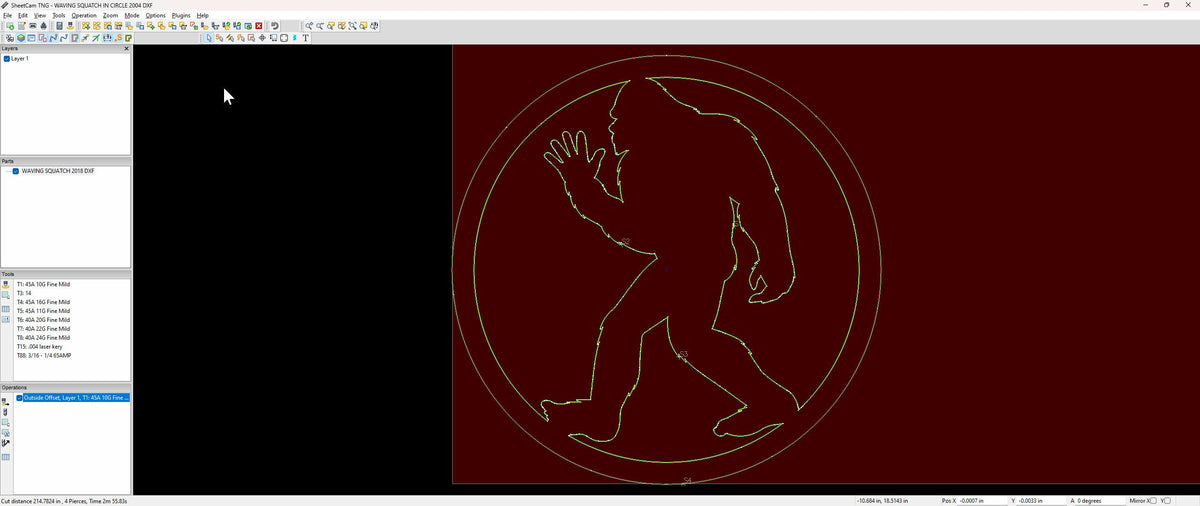 Waving Sasquatch Circle Sign vector paths in design software (photo 5)