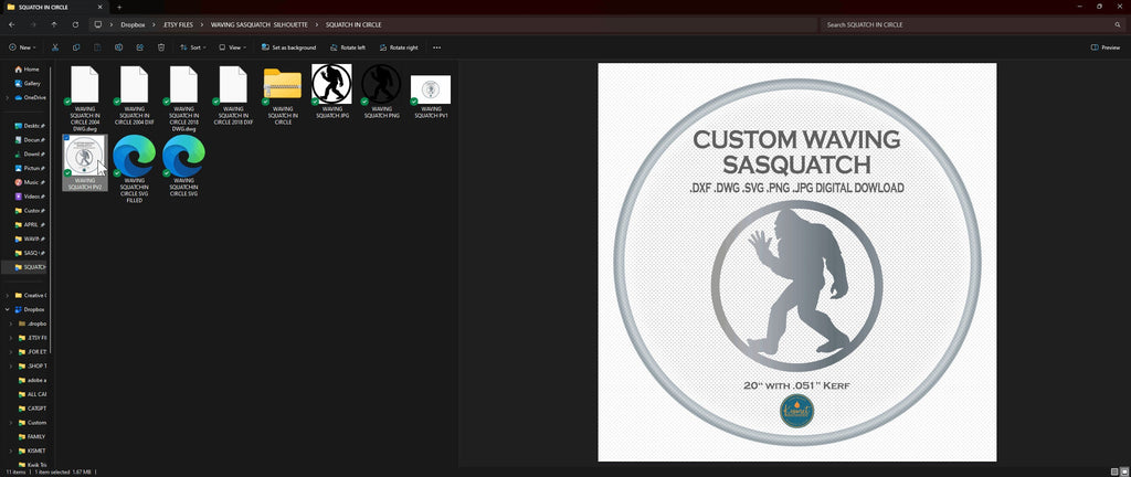 Waving Sasquatch Circle Sign vector paths in design software