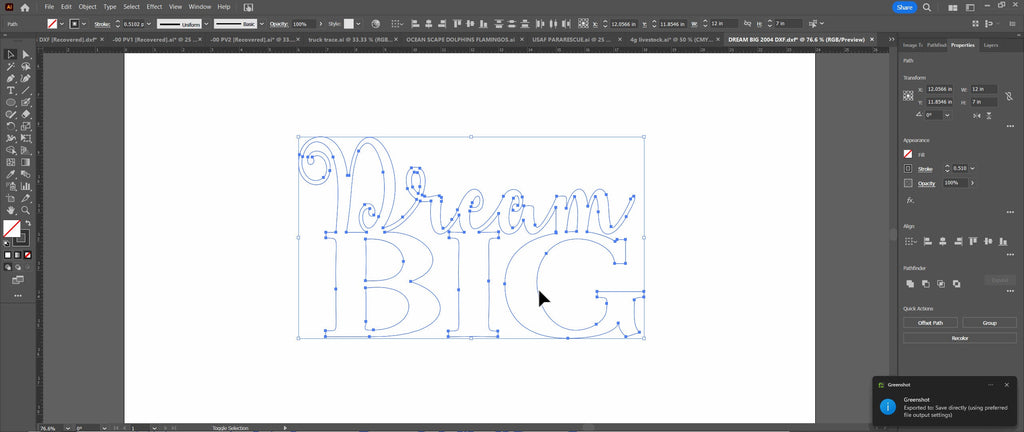 Dream Big Lettering Sign vector paths in design software (photo 5)