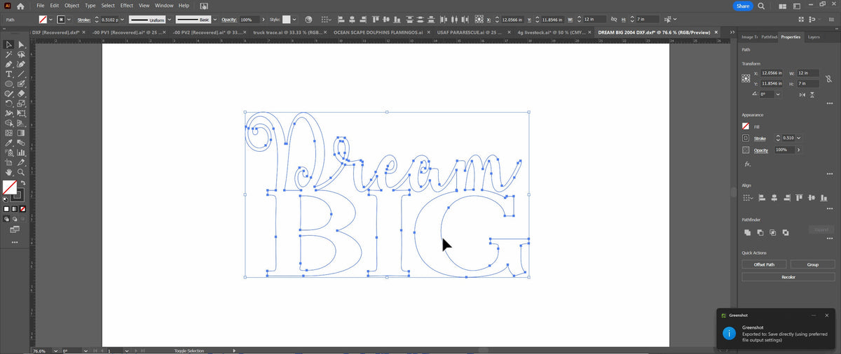 Dream Big Lettering Sign vector paths in design software (photo 5)