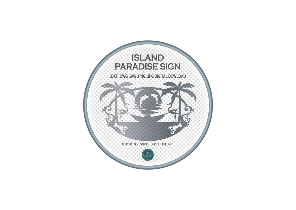 Island Paradise Palm Tree Sign DXF/SVG design preview with file details (photo 9)