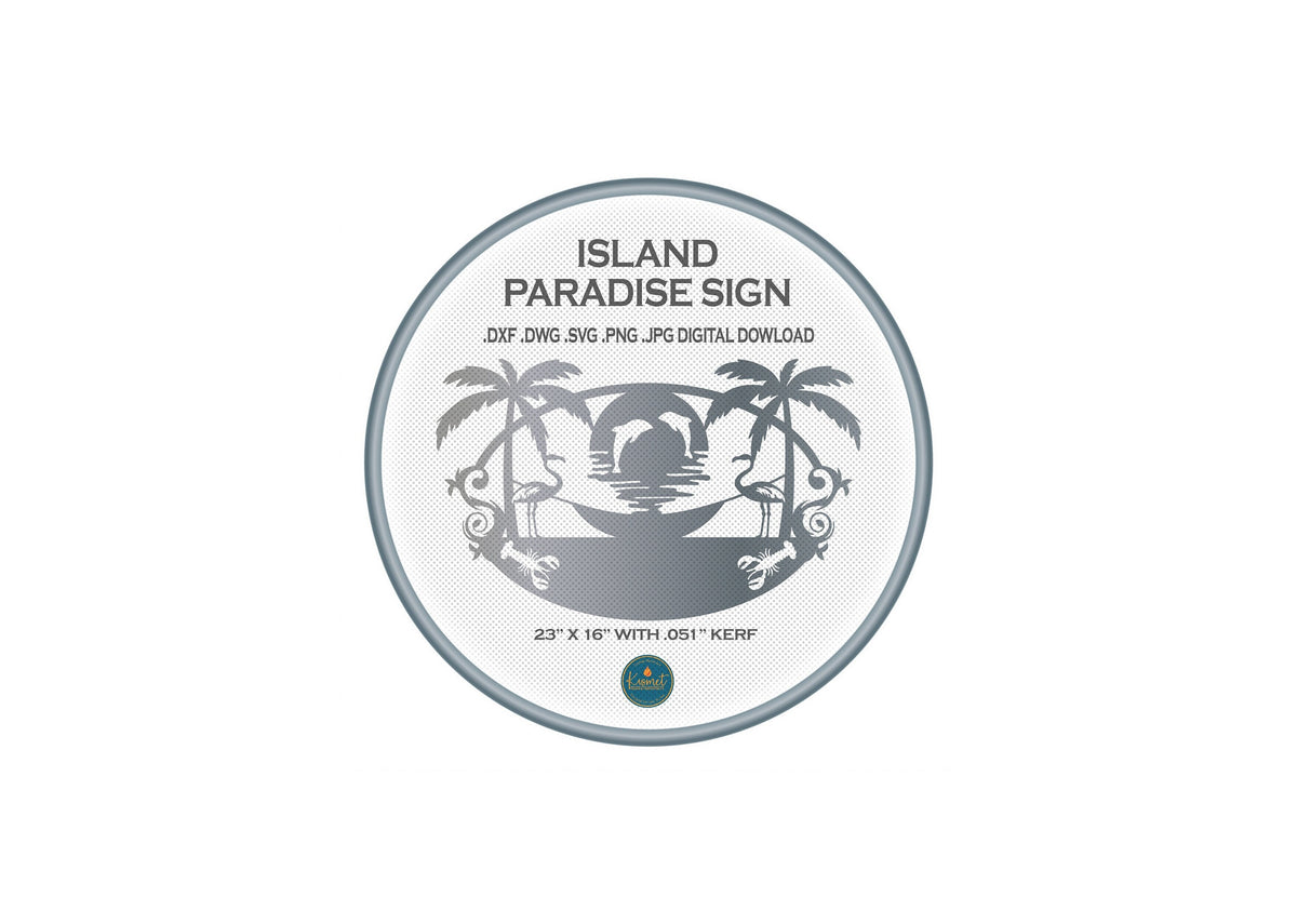 Island Paradise Palm Tree Sign DXF/SVG design preview with file details (photo 9)