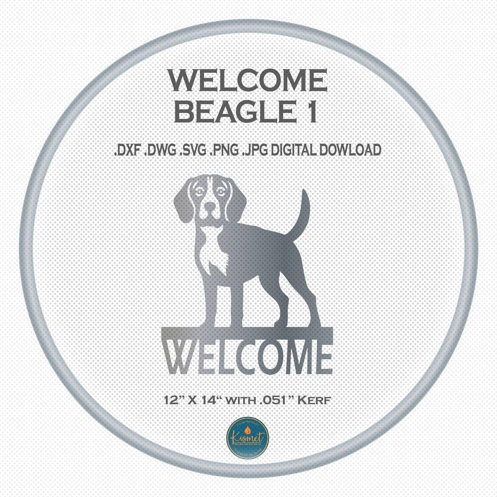 Beagle Welcome Sign DXF/SVG design preview with file details (photo 4)