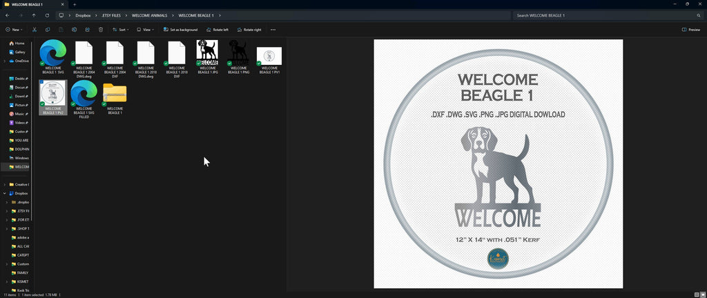 Beagle Welcome Sign vector paths in design software