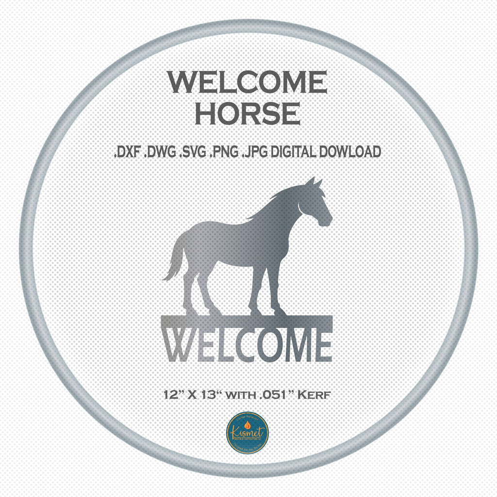 Horse Welcome Sign DXF/SVG design preview with file details (photo 3)