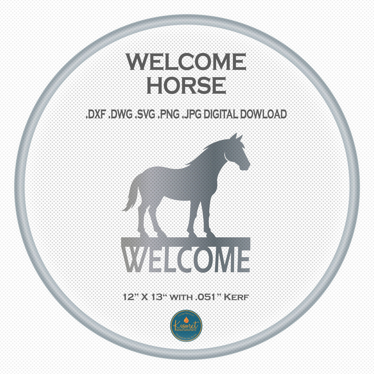 Horse Welcome Sign DXF/SVG design preview with file details (photo 3)
