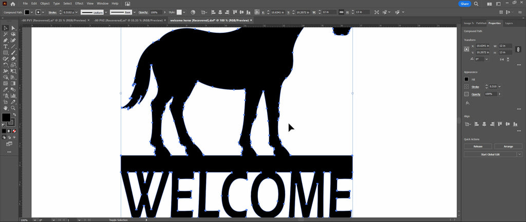 Horse Welcome Sign vector paths in design software (photo 8)