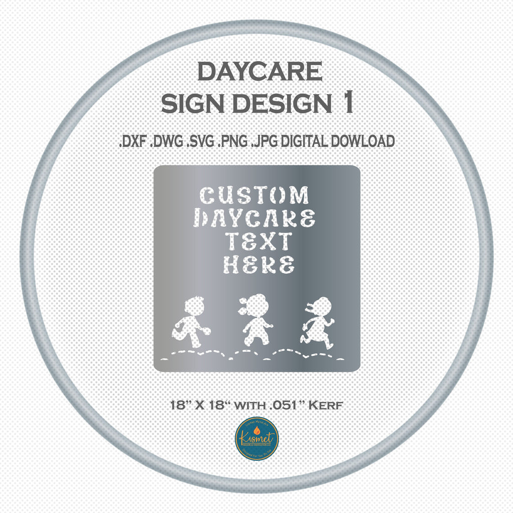 Custom Daycare Sign with Running Kids DXF/SVG design preview with file details (photo 3)