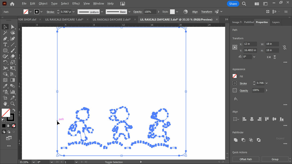 Custom Daycare Sign with Running Kids vector paths in design software (photo 5)