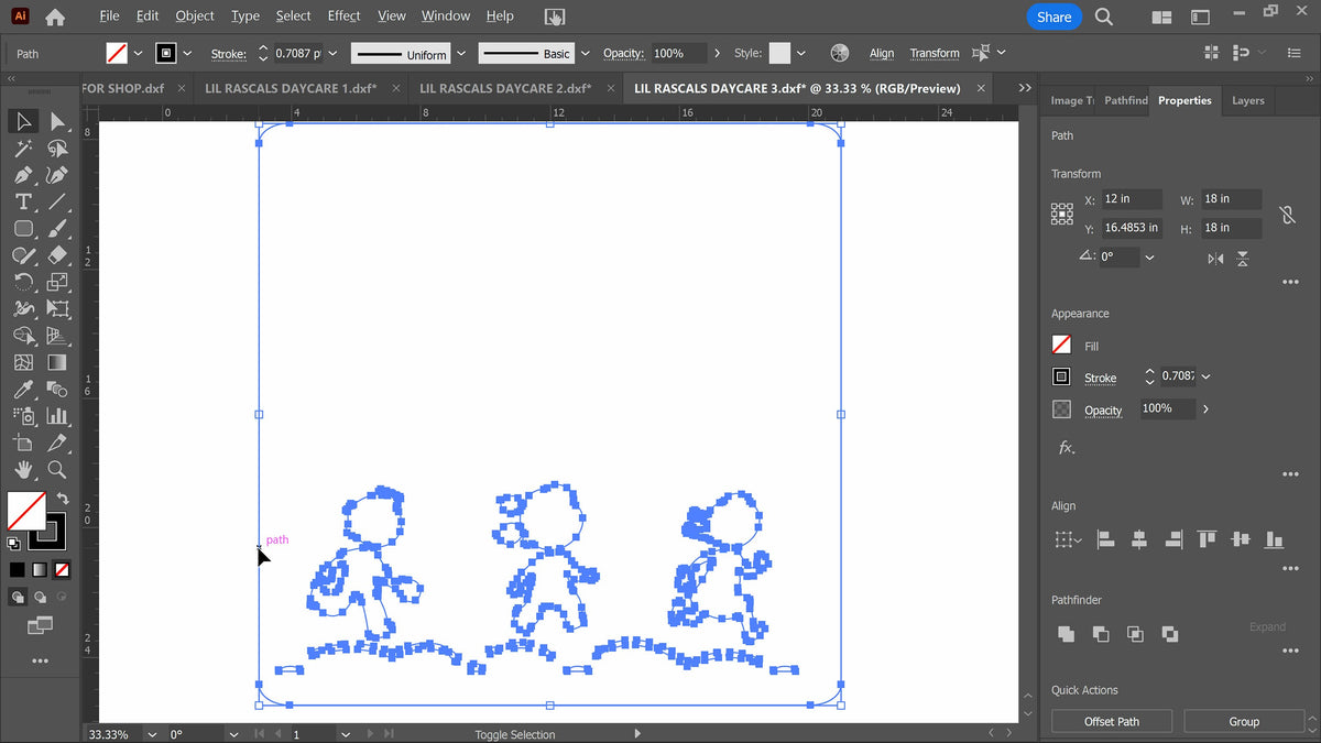 Custom Daycare Sign with Running Kids vector paths in design software (photo 5)