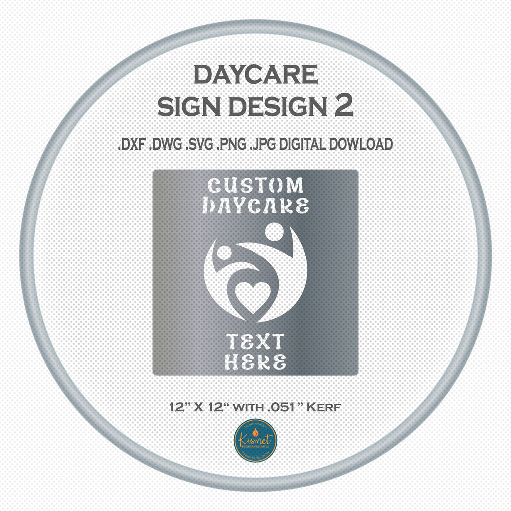 Custom Daycare Sign with Heart Emblem DXF/SVG design preview with file details (photo 4)
