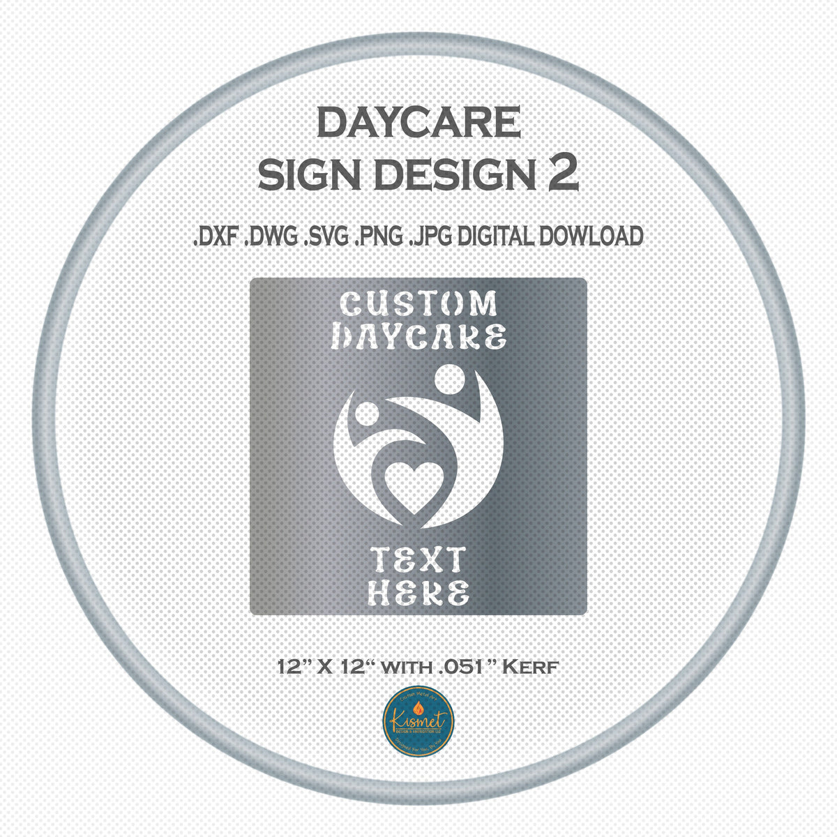 Custom Daycare Sign with Heart Emblem DXF/SVG design preview with file details (photo 4)