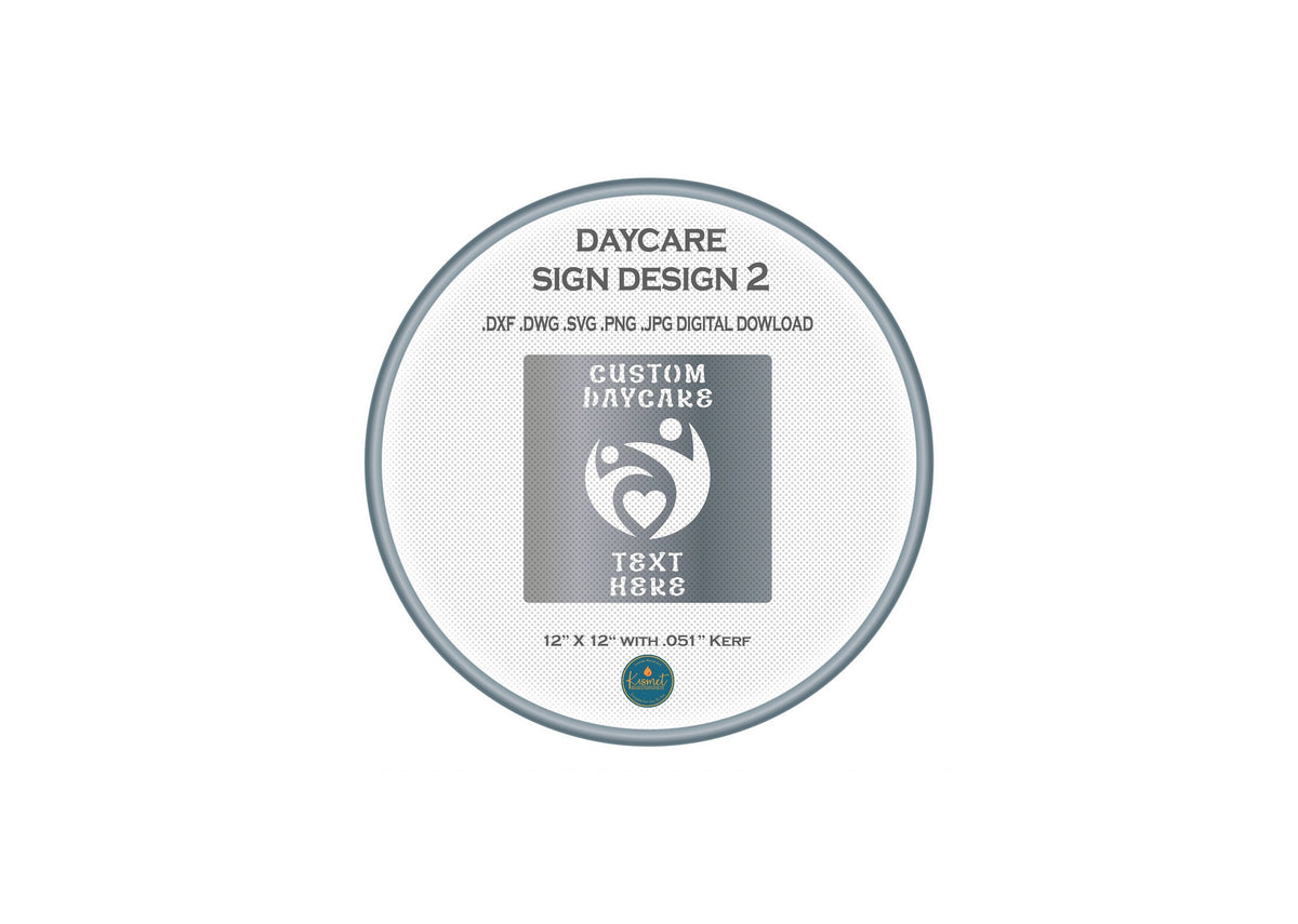 Custom Daycare Sign with Heart Emblem DXF/SVG design preview with file details
