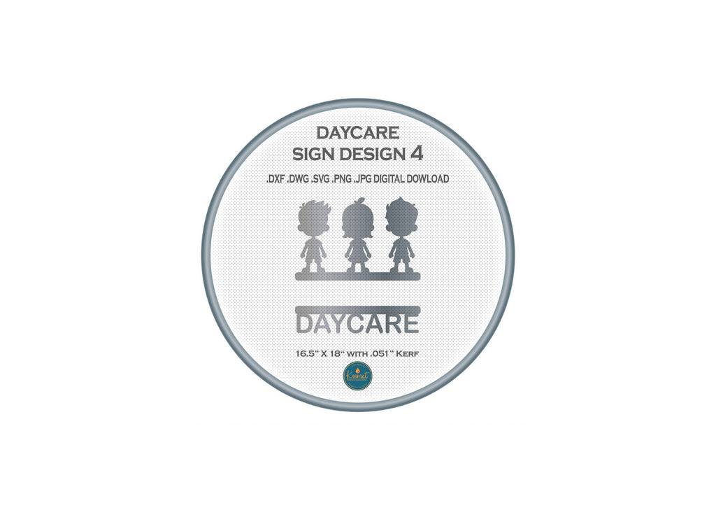 Three Kids Standing Daycare Name Sign DXF/SVG design preview with file details