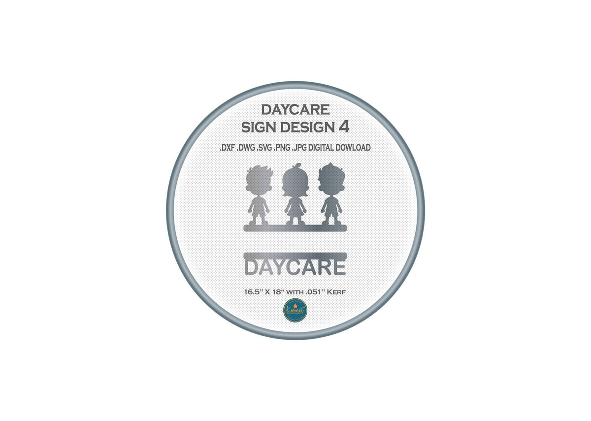 Three Kids Standing Daycare Name Sign DXF/SVG design preview with file details