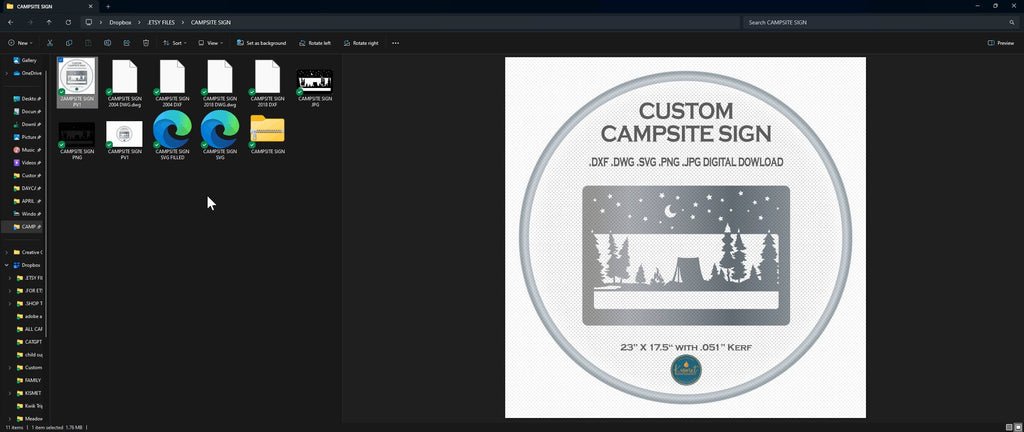 Personalized Camping Name Sign vector paths in design software