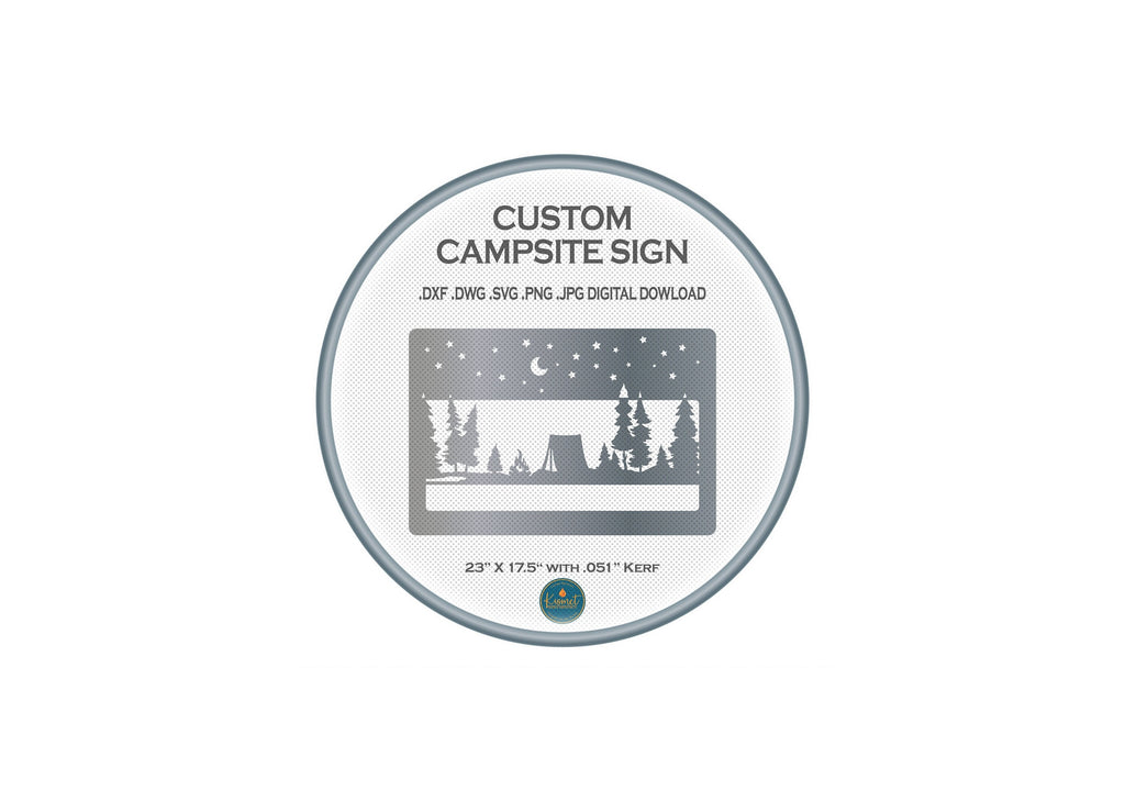 Personalized Camping Name Sign DXF/SVG design preview with file details