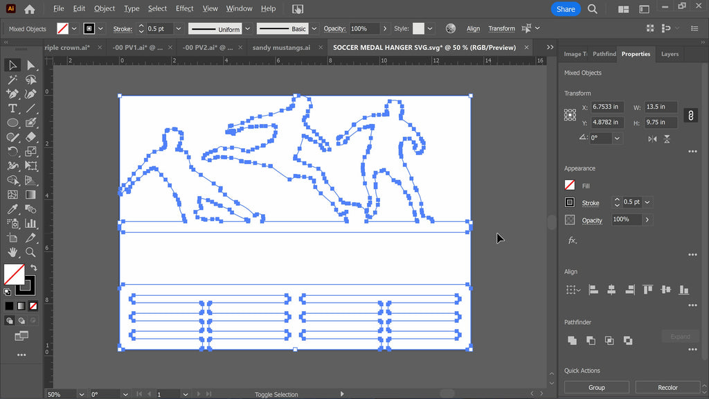 Soccer Medal Hanger vector paths in design software (photo 8)