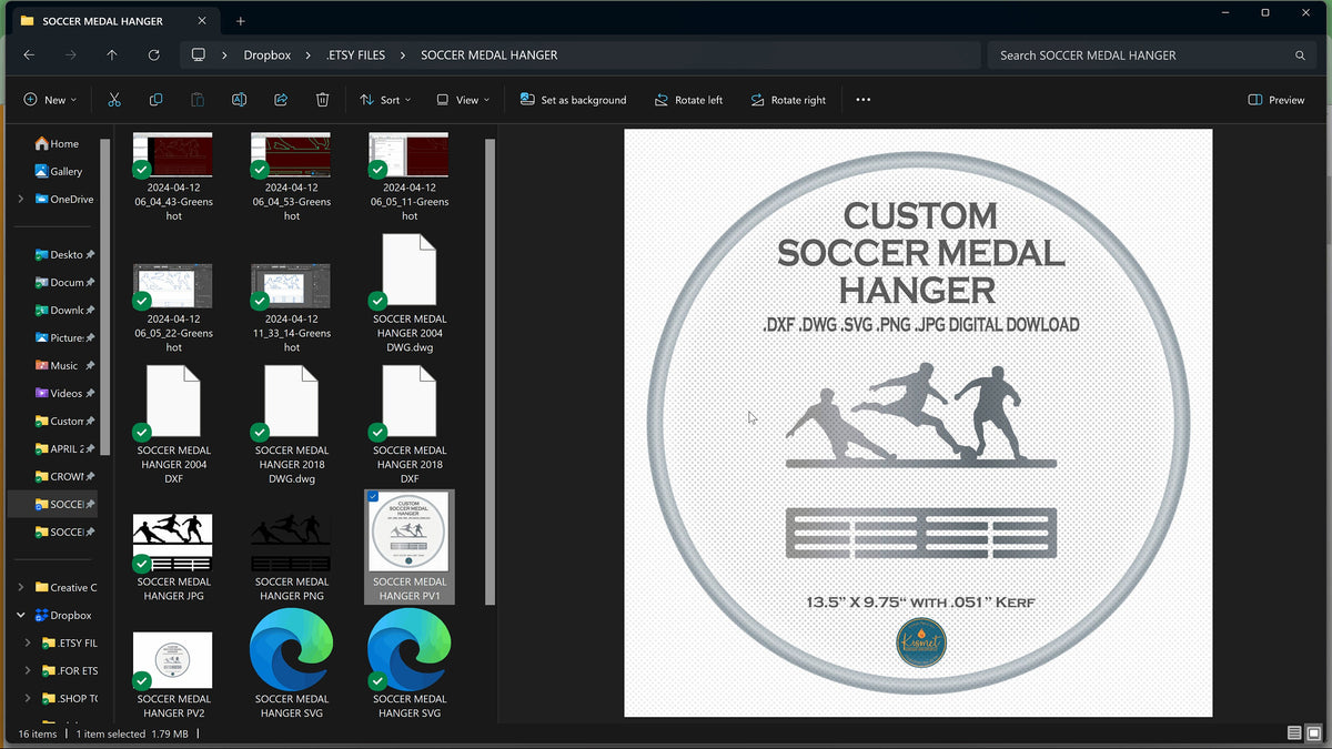 Soccer Medal Hanger vector paths in design software