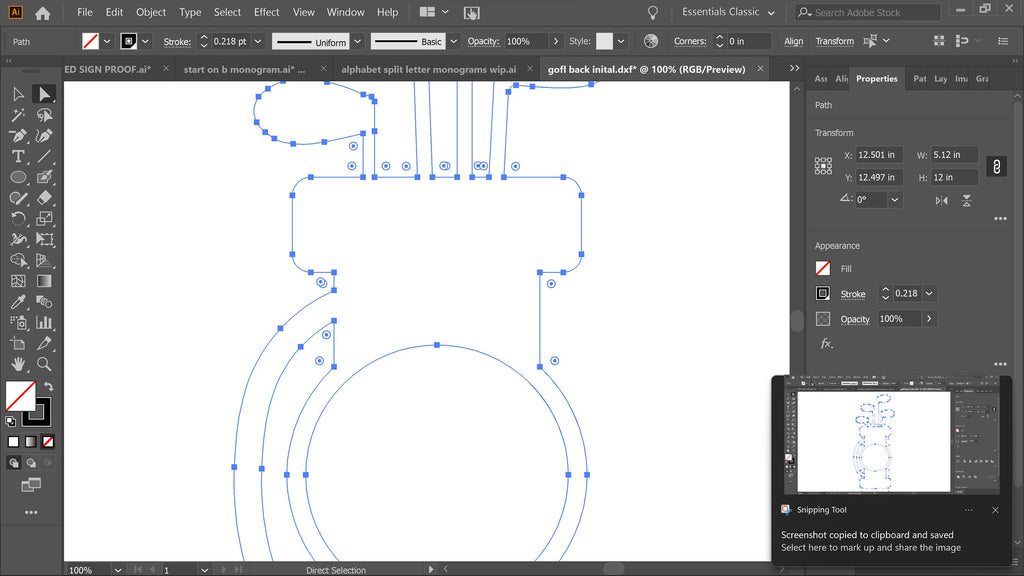 Golf Bag Monogram Sign vector paths in design software (photo 6)