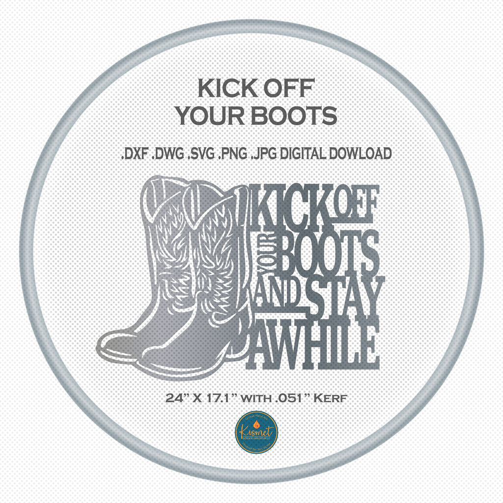 Kick Off Your Boots Western Sign DXF/SVG design preview with file details (photo 5)