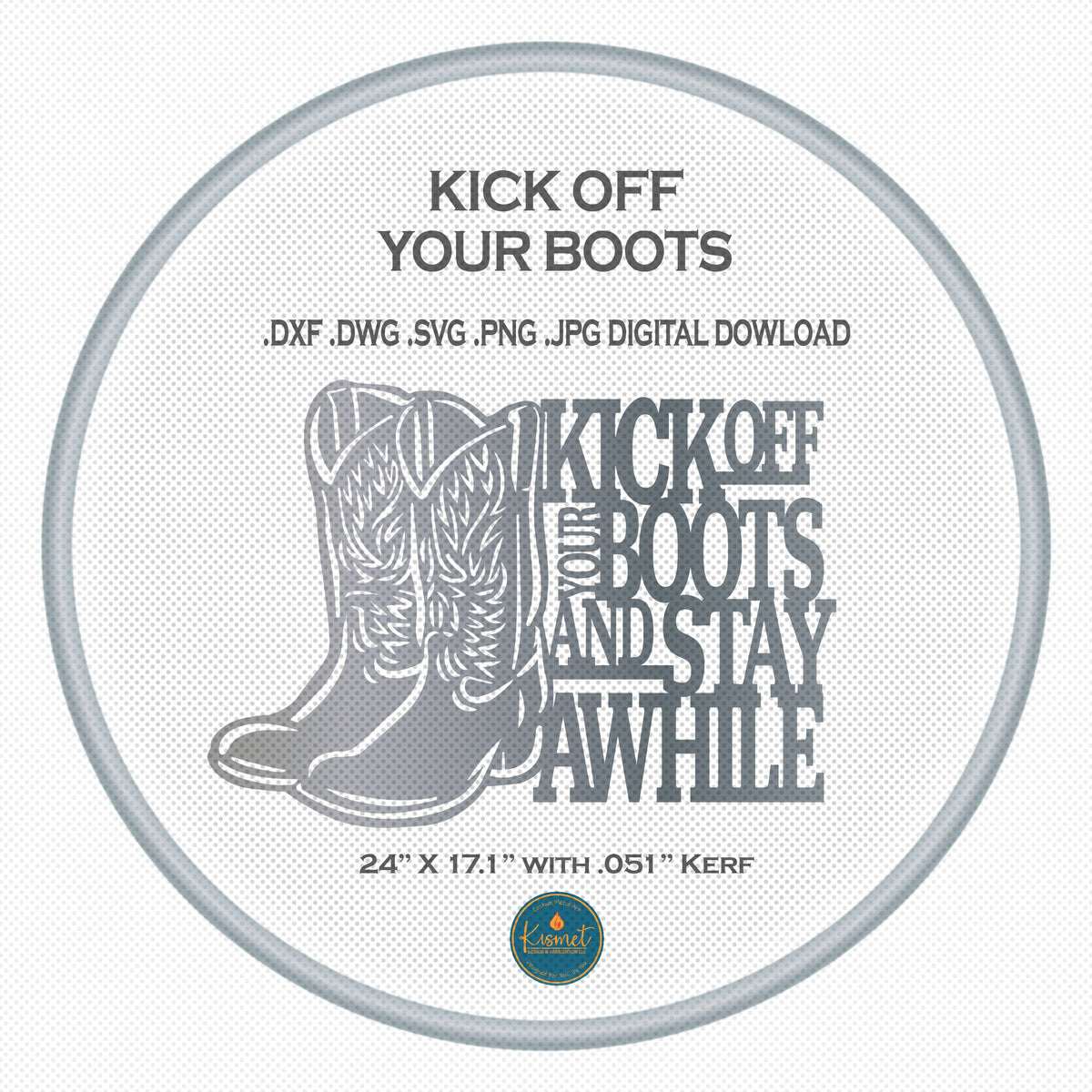 Kick Off Your Boots Western Sign DXF/SVG design preview with file details (photo 5)