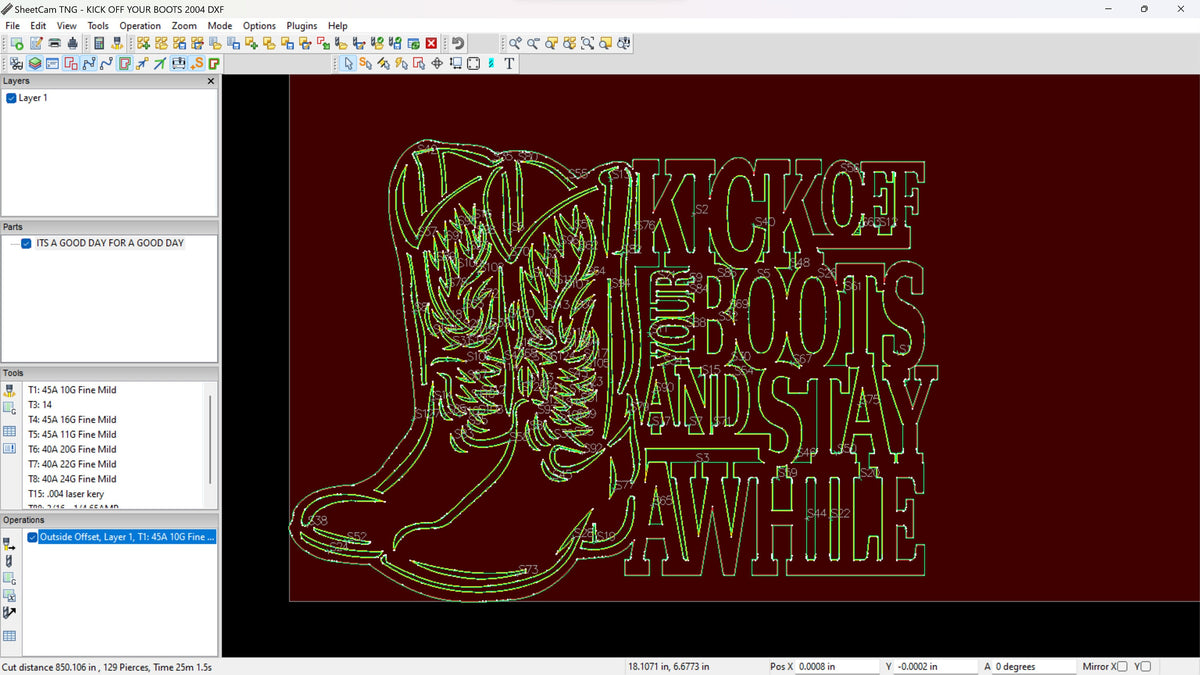 Kick Off Your Boots Western Sign vector paths in design software (photo 10)