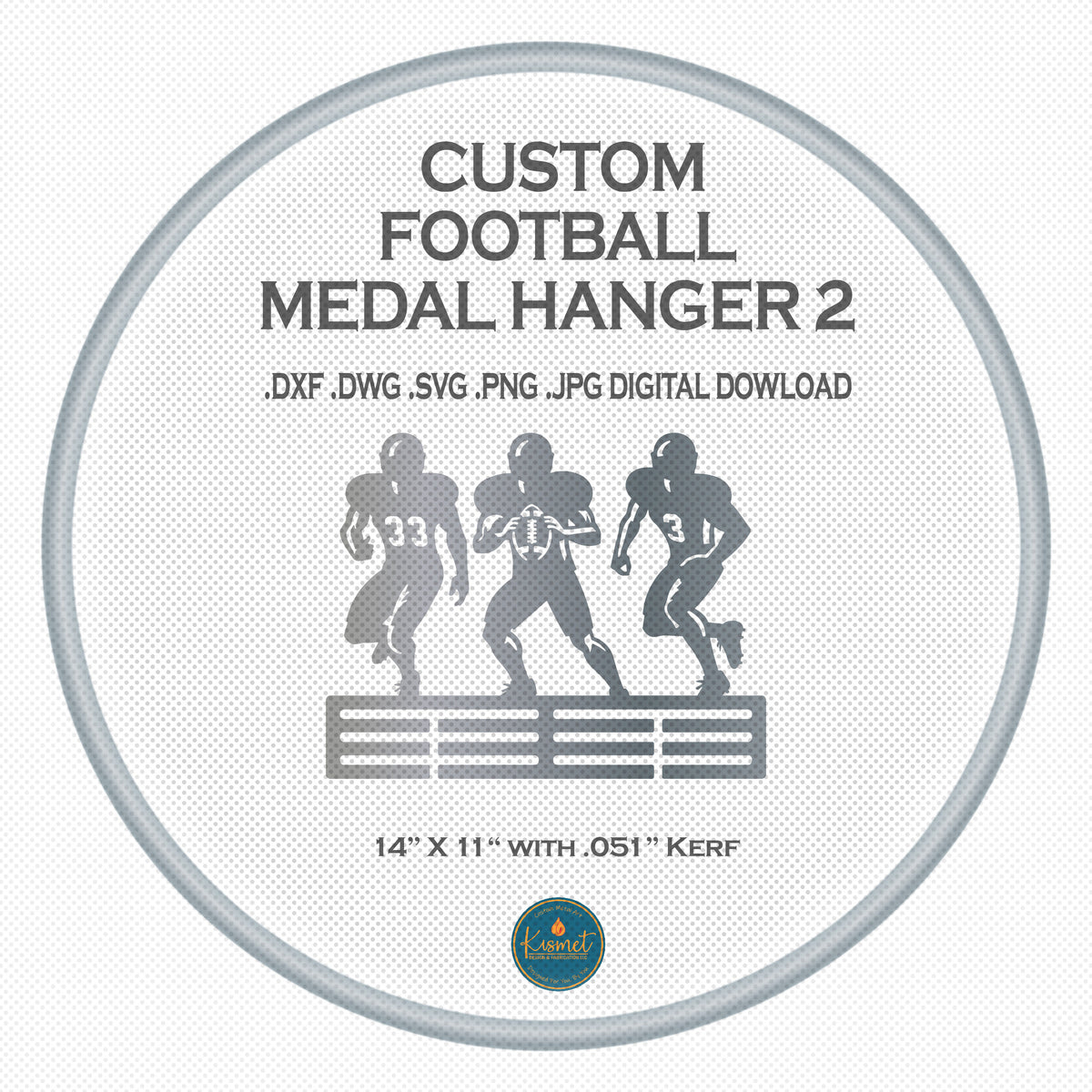Football Medal Hanger, Standing Players DXF/SVG design preview with file details (photo 3)