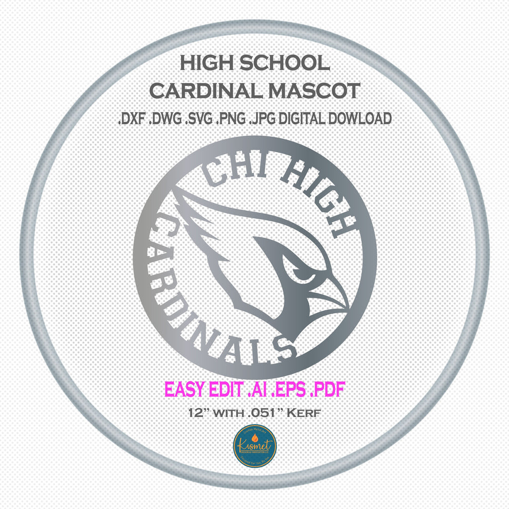 Cardinal Mascot School Sign DXF/SVG design preview with file details