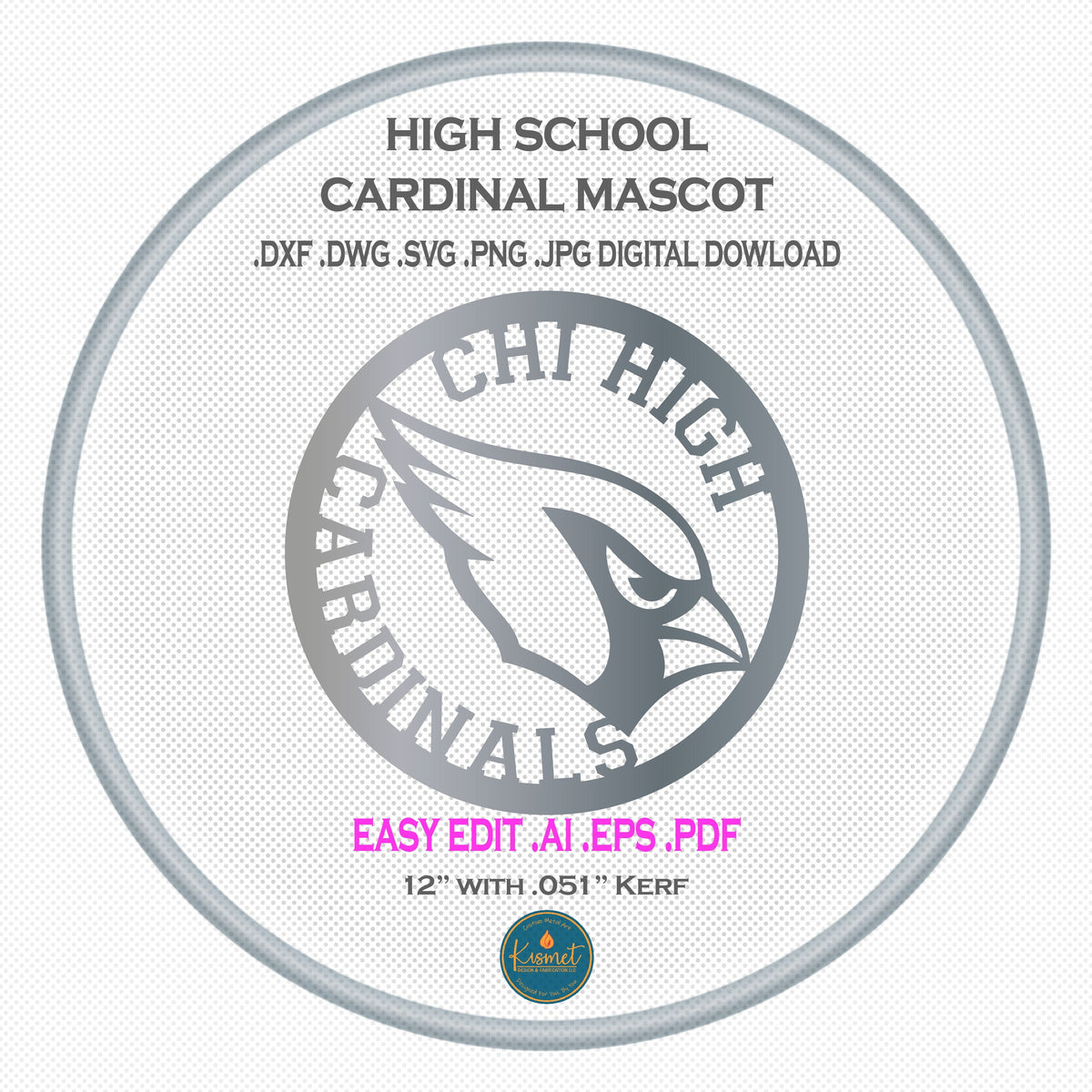Cardinal Mascot School Sign DXF/SVG design preview with file details